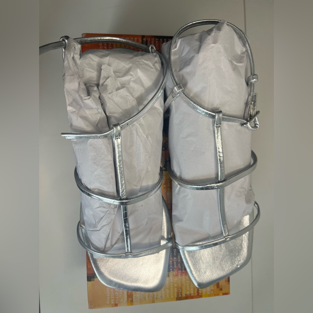 New in box Jeffrey Campbell Silver Strappy Sandals Retails $89